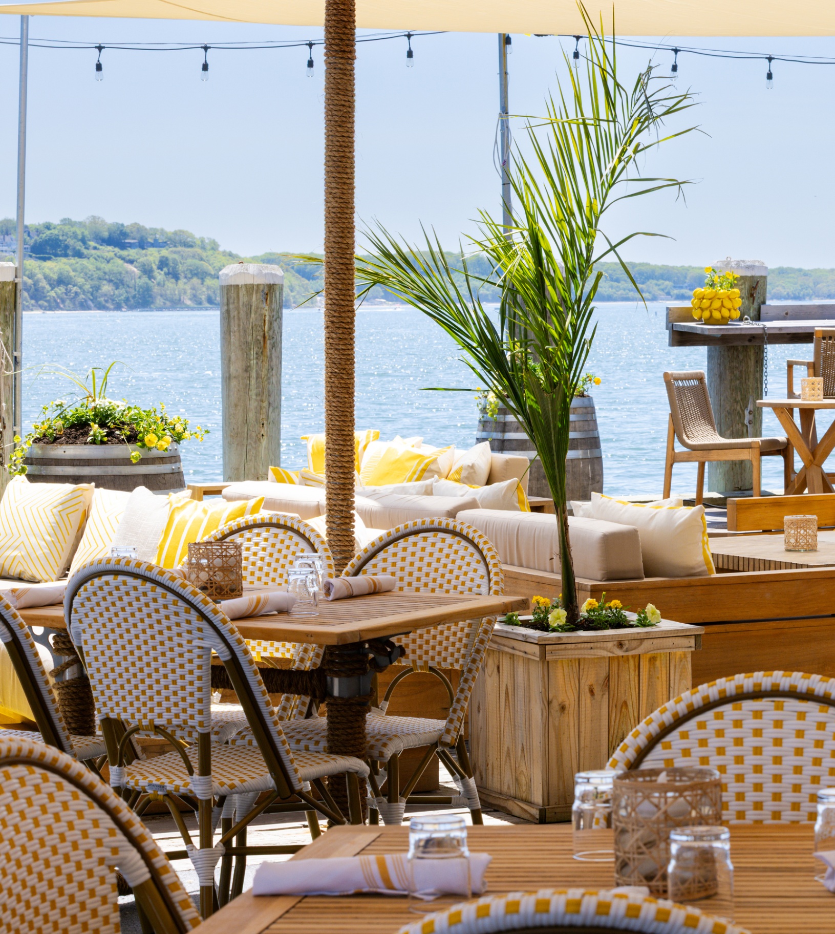 Dockside lounge area at Saylor Beach House