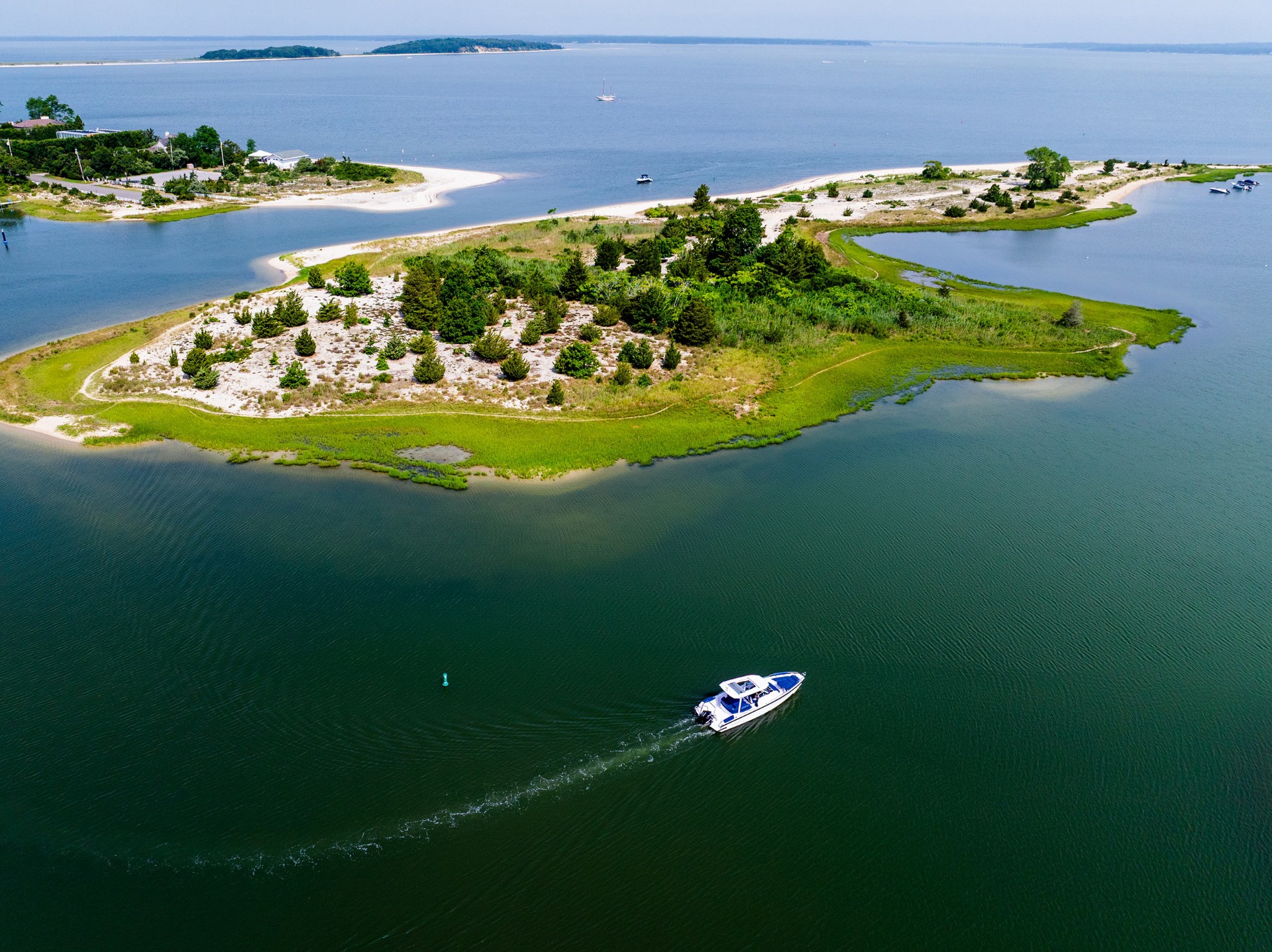 Yacht cruising the Peconic Bay near Greenport