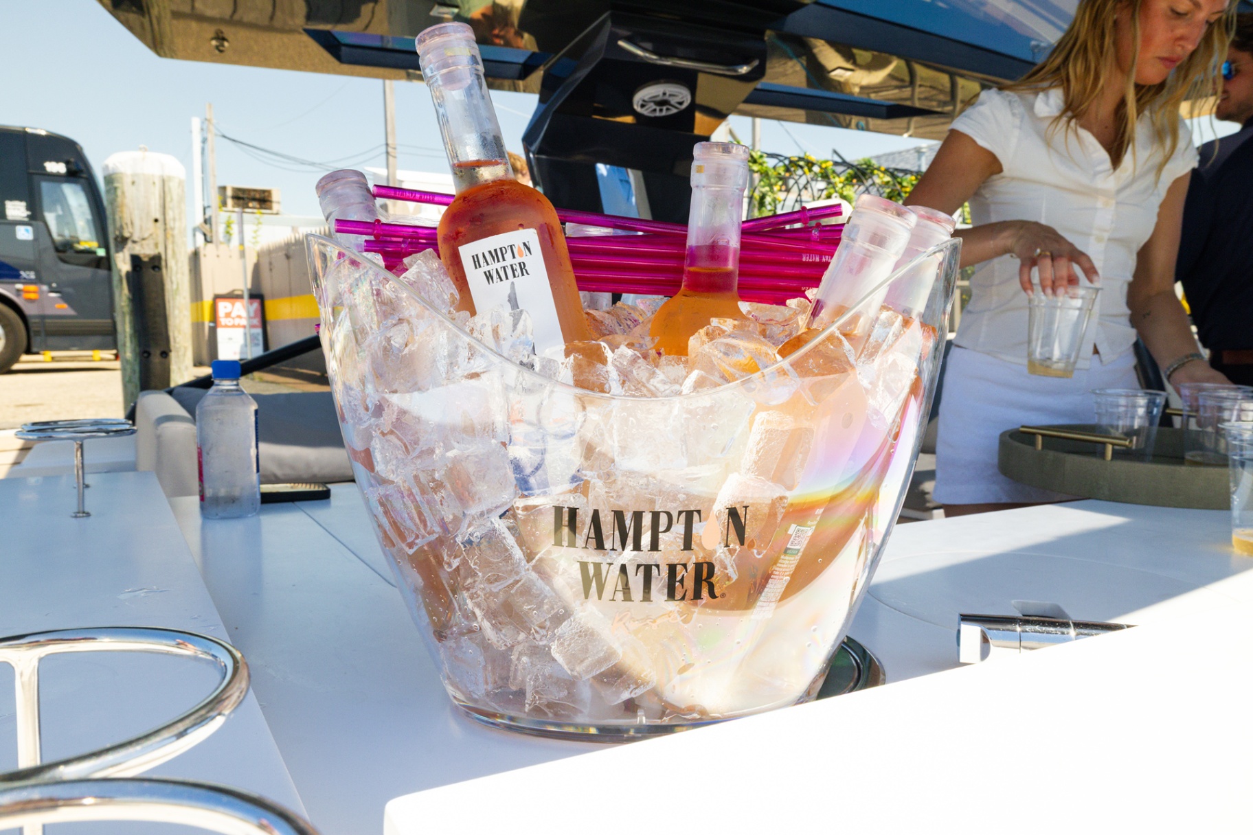 Hampton Water rosé on ice aboard the yacht